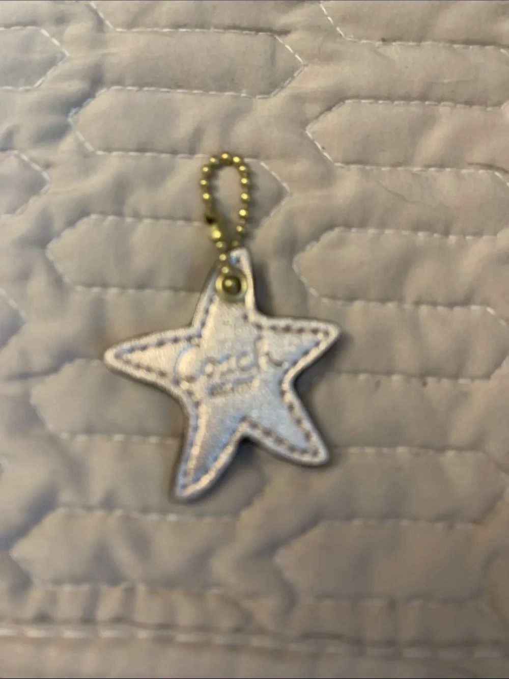 Coach Shimmery Baby pink Star Key Charm with Gold Ball Chain